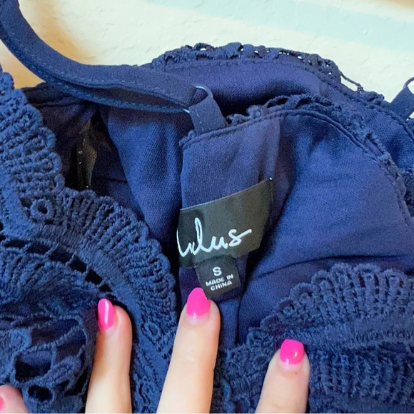 NWT Lulus Madalyn Navy Blue Lace Maxi Dress - Picture 4 of 9